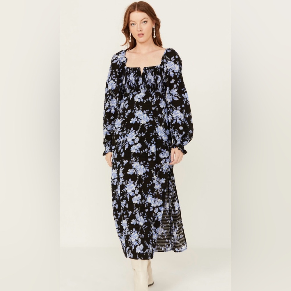 NWT. Free People Women's Jaymes Floral Print Midi Long Sleeve Dress. Medium.